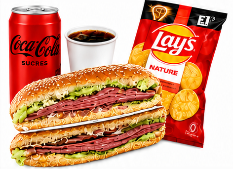 Menu sandwich XXL avec chips et boisson